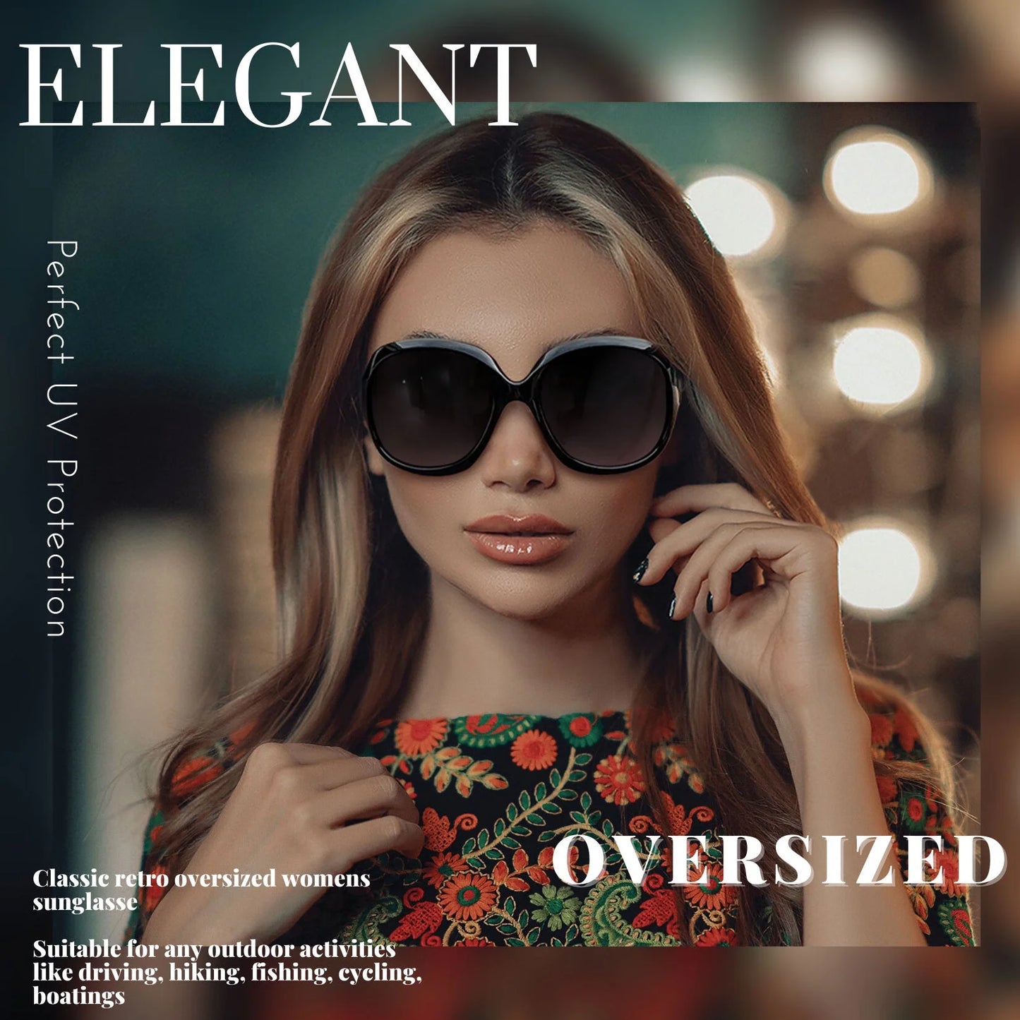Polarized Sunglasses Womens Trendy Oversized Large Driving Sun Glasses Ladies UV Protective Big Sunnies Shades (Black)
