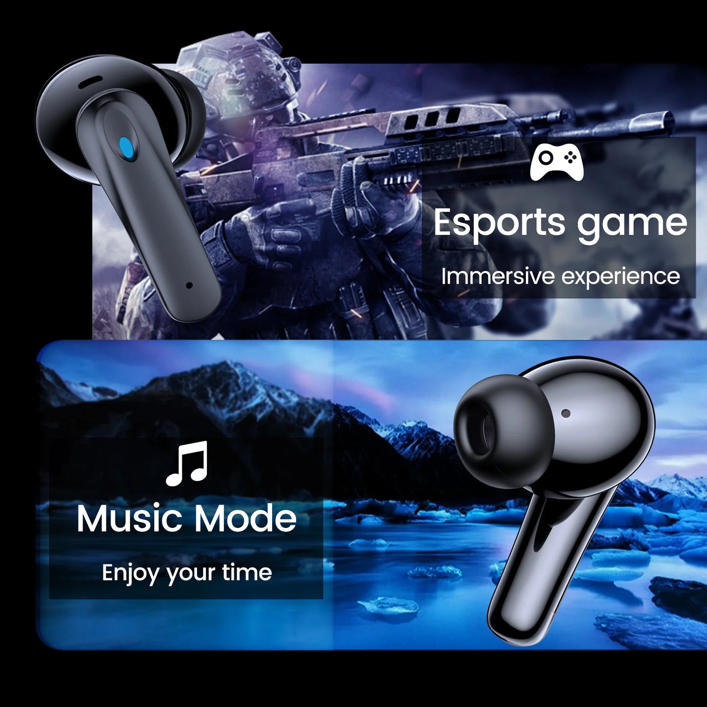 P91 Wireless Earbuds, Bluetooth Headphones V5.4 Stereo Ear Buds with Noise Cancelling Mics, 60H Playback Mini Case with Dual LED Display, IP7 Waterproof In-Ear Earphones for Android Ios