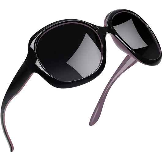 Polarized Sunglasses Womens Trendy Oversized Large Driving Sun Glasses Ladies UV Protective Big Sunnies Shades (Black)